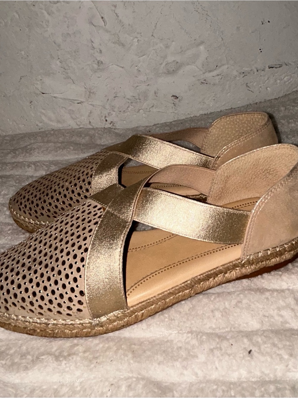 Nurture by Lamaze Metallic Gold Espadrille Flats with Crisscross Straps - Picture 2 of 10